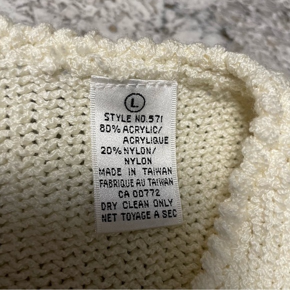 Vintage 80s Cream Knit Sweater Women’s Large - Picture 7 of 9